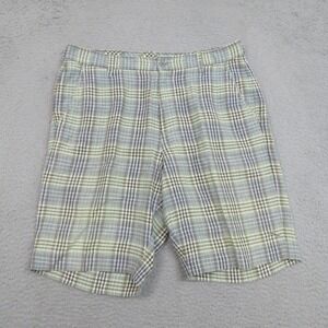 Tommy Bahama Linen Shorts Men 34 Plaid Relaxed Casual Golf Summer Beachy Coastal